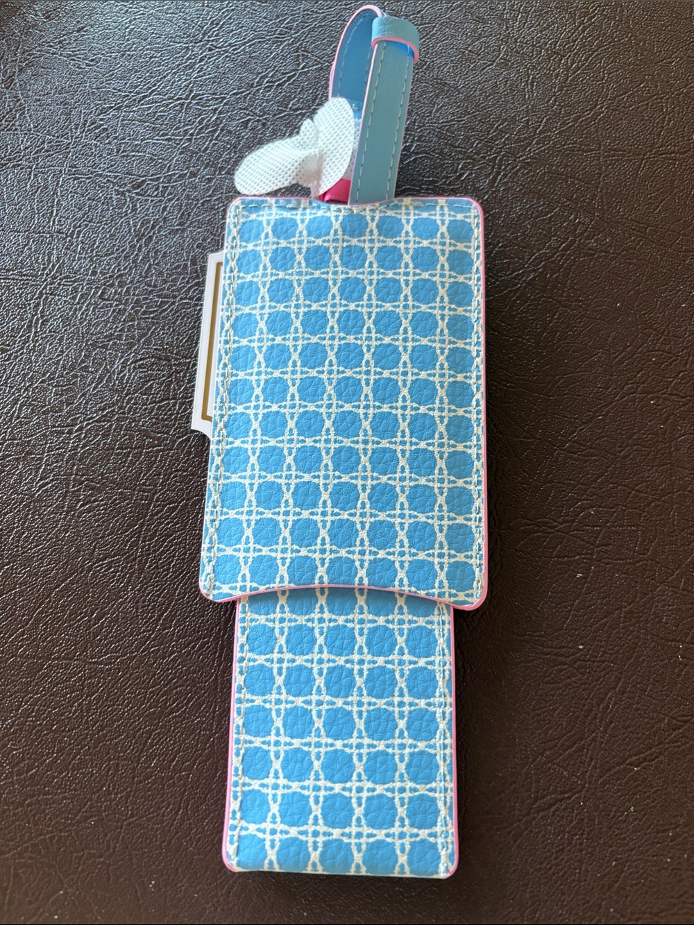 NWT  Lilly Pulitzer Blue & Pink Luggage Tag with Strap - Picture 3 of 3